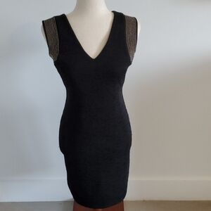 H&M Gold & Black Bodycon Mini Dress with Stud Detail, Size Medium